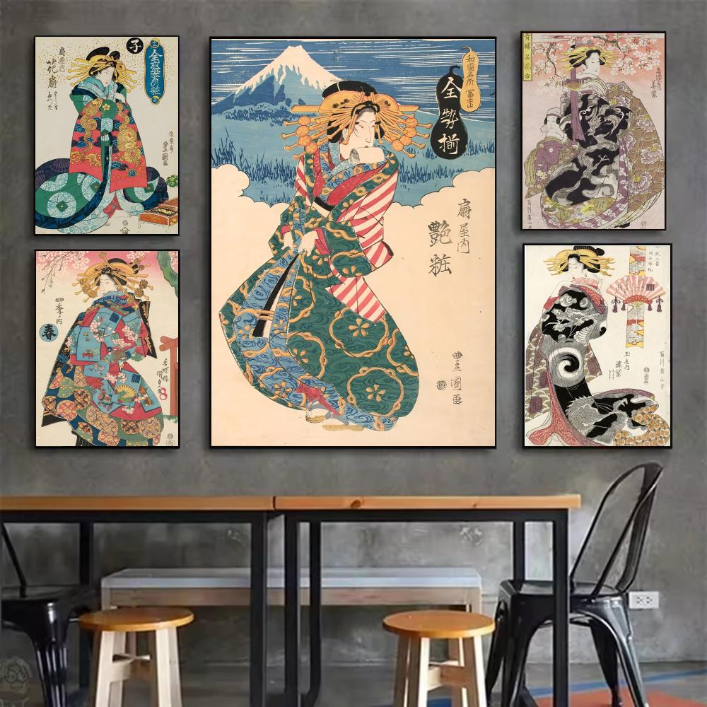 Interior Design With Wallpaper - Retro Japon geyşa Posteri Minimalist Kolay
