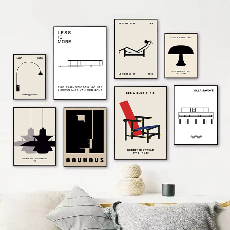 Interior Design Layout - Klasik Farnsworth Evi Bauhaus Tasarım Soyut