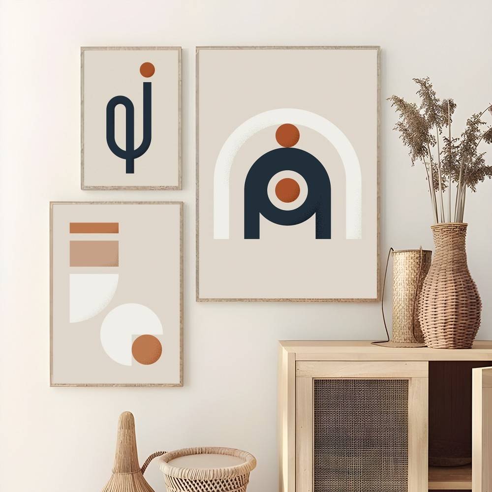 Interior Design With Wallpaper - Sıcak Çizgi Renk Tasarım Posteri Yapışkan