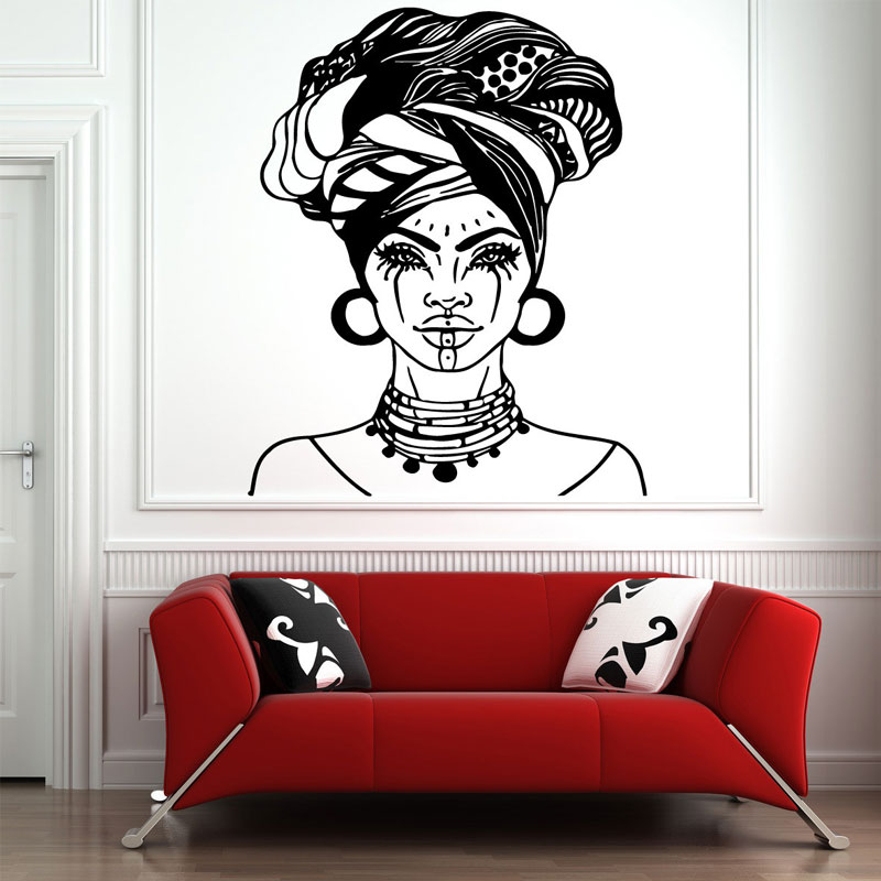 Interior Design With Wallpaper - Güzel Afrikalı Kadın Duvar Çıkartması Afrikalı