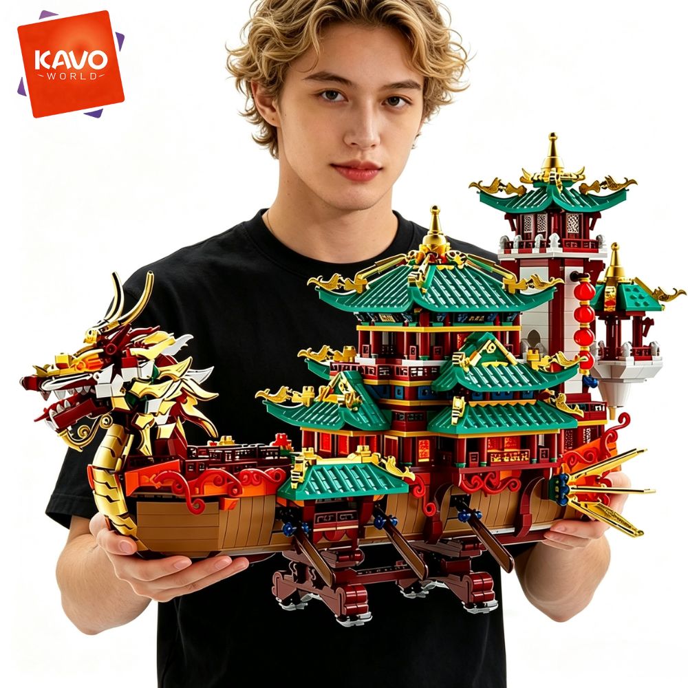 Interior Design Lego - KAVOWORLD 2453 parça Ejderha Teknesi Yapım