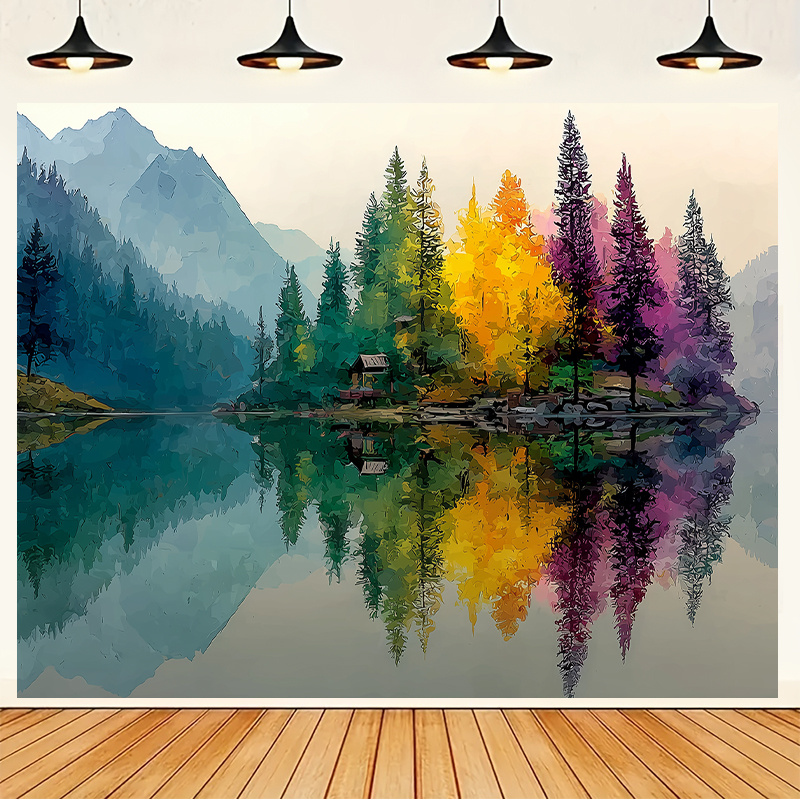 Renkli Orman Göl Duvar Resmi 2 - Interior Design With Wallpaper incelemesi ve fiyatı